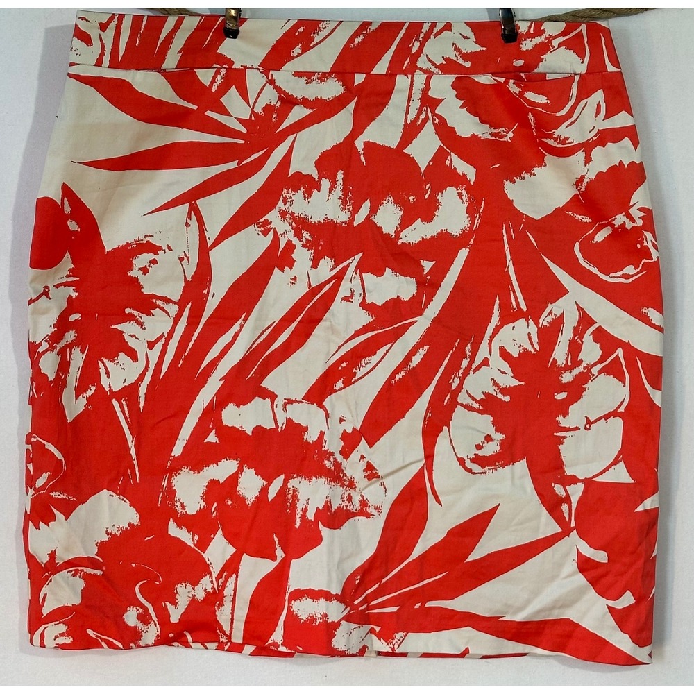 New York & Company Short Skirt Tropical Floral Colorful Womens 14 Orange Travel.